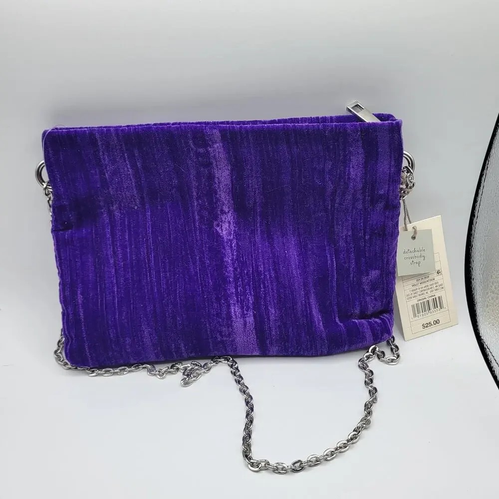 A New Day Women's Party Zip Closure Top Clutch, Purple, NWT